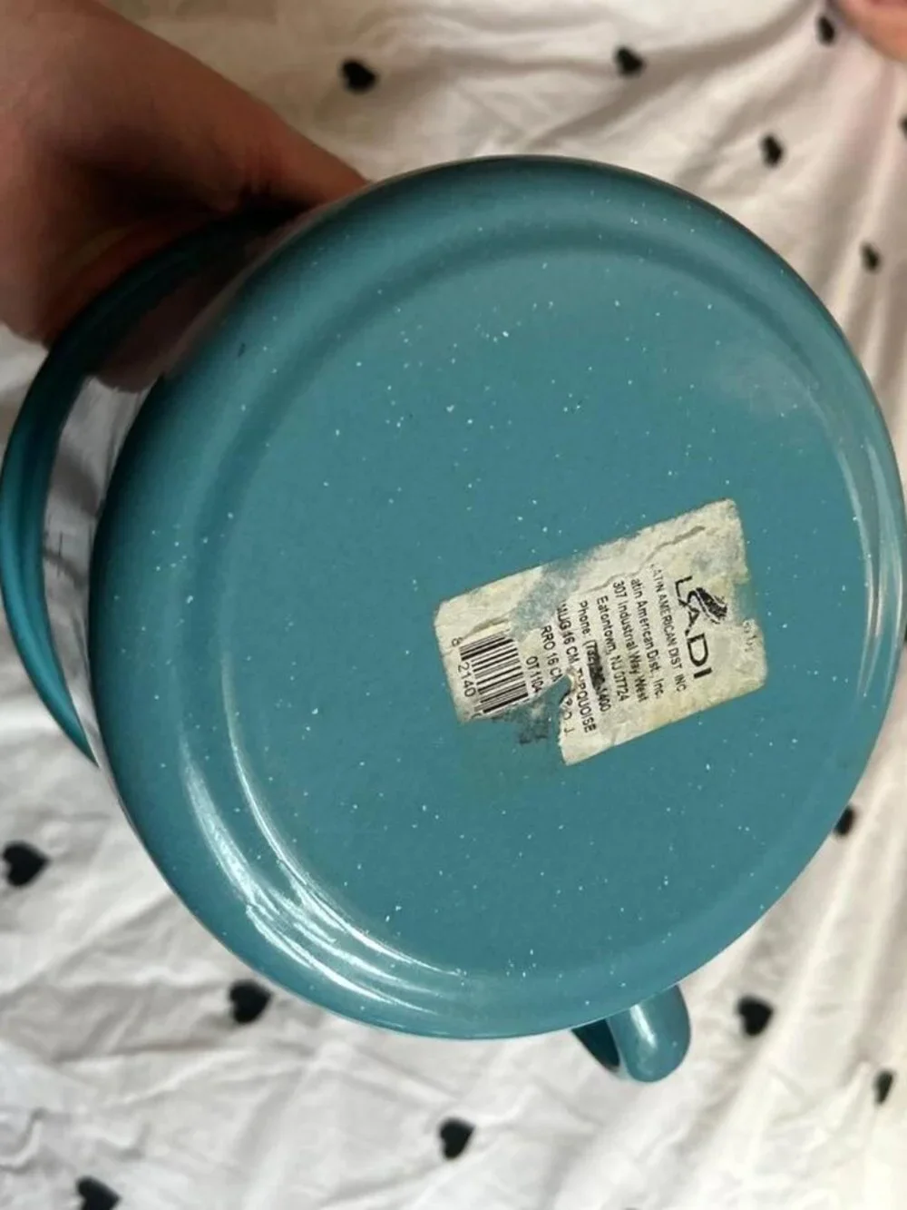 Large Turquoise Enamelware Mug